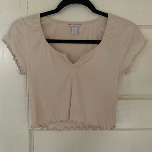 Organic basics split neck baby tee in cream